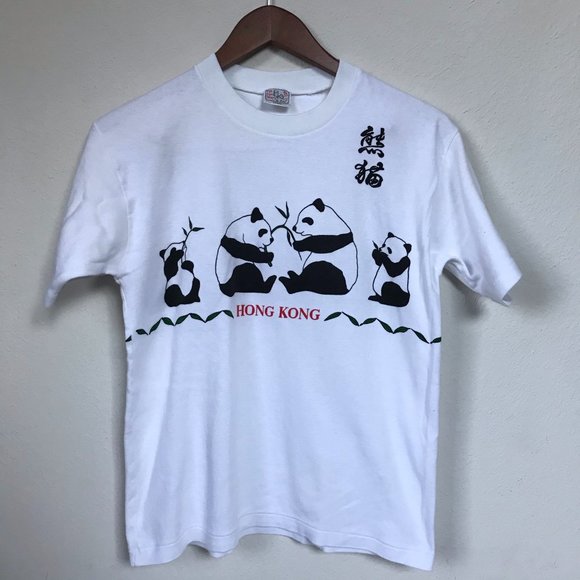 Dim Sum White Panda Graphic Hong Kong Tee Shirt - Picture 1 of 9
